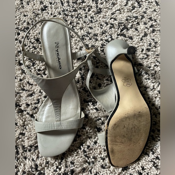 Silver sandals. 2.5 inch heels. - Picture 2 of 3